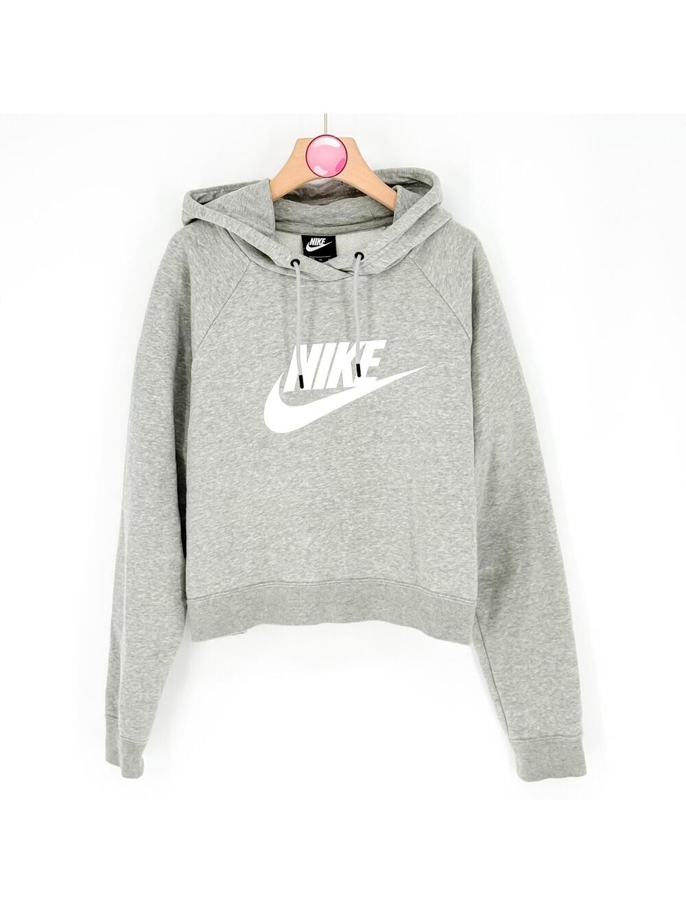 Nike Sportswear Essential Cropped Logo Hoodie Gray Athleisure Women's XL